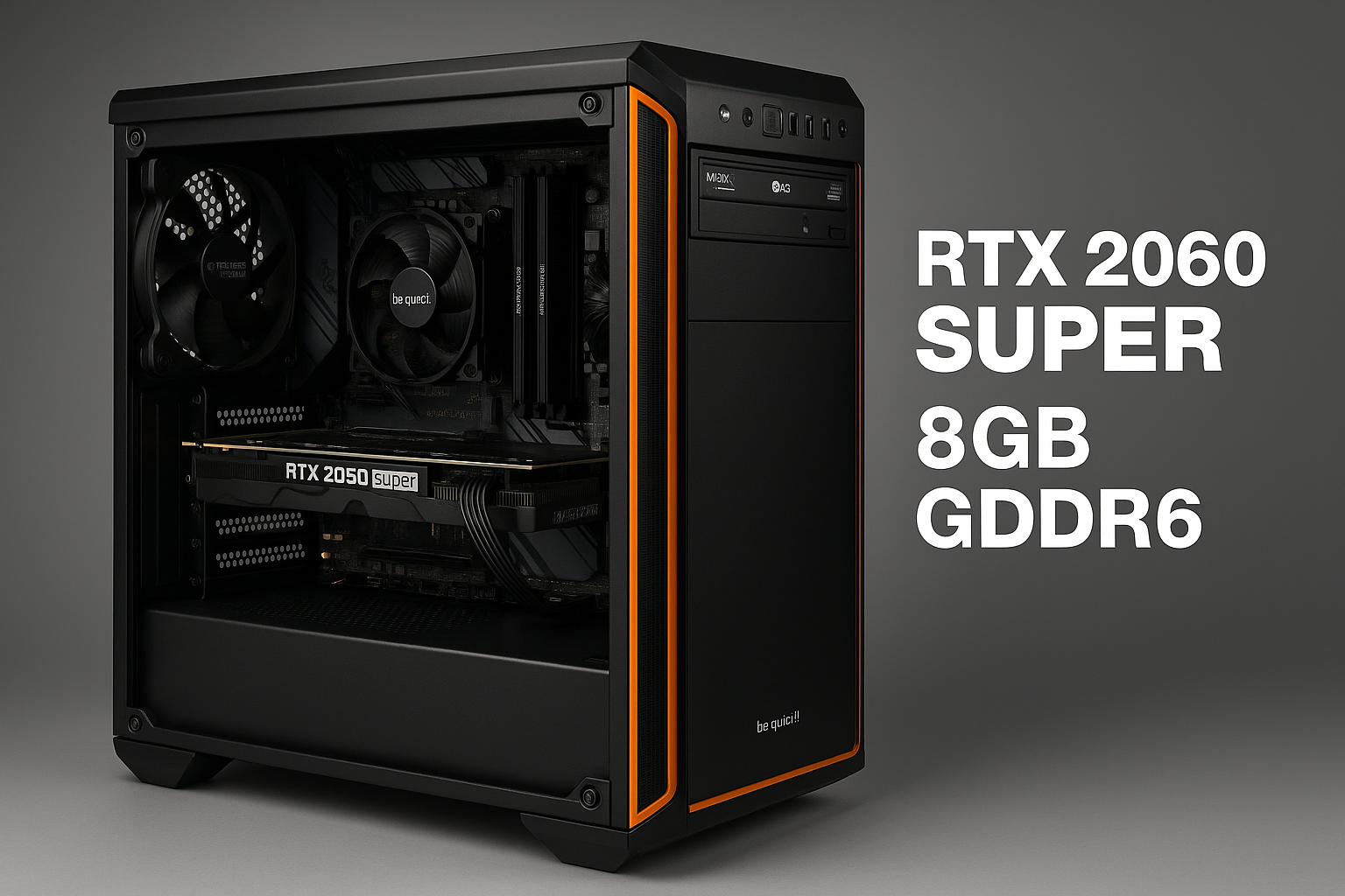 BeQuiet Silent Gaming PC – RTX 2060 Super – Ryzen 5 – 32GB RAM – 500GB SSD – 1TB HDD