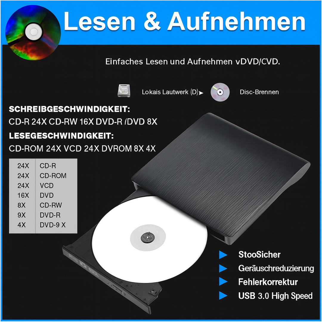 Externer CD/DVD-Brenner über USB - Anschluss kaufen bei MJtronics