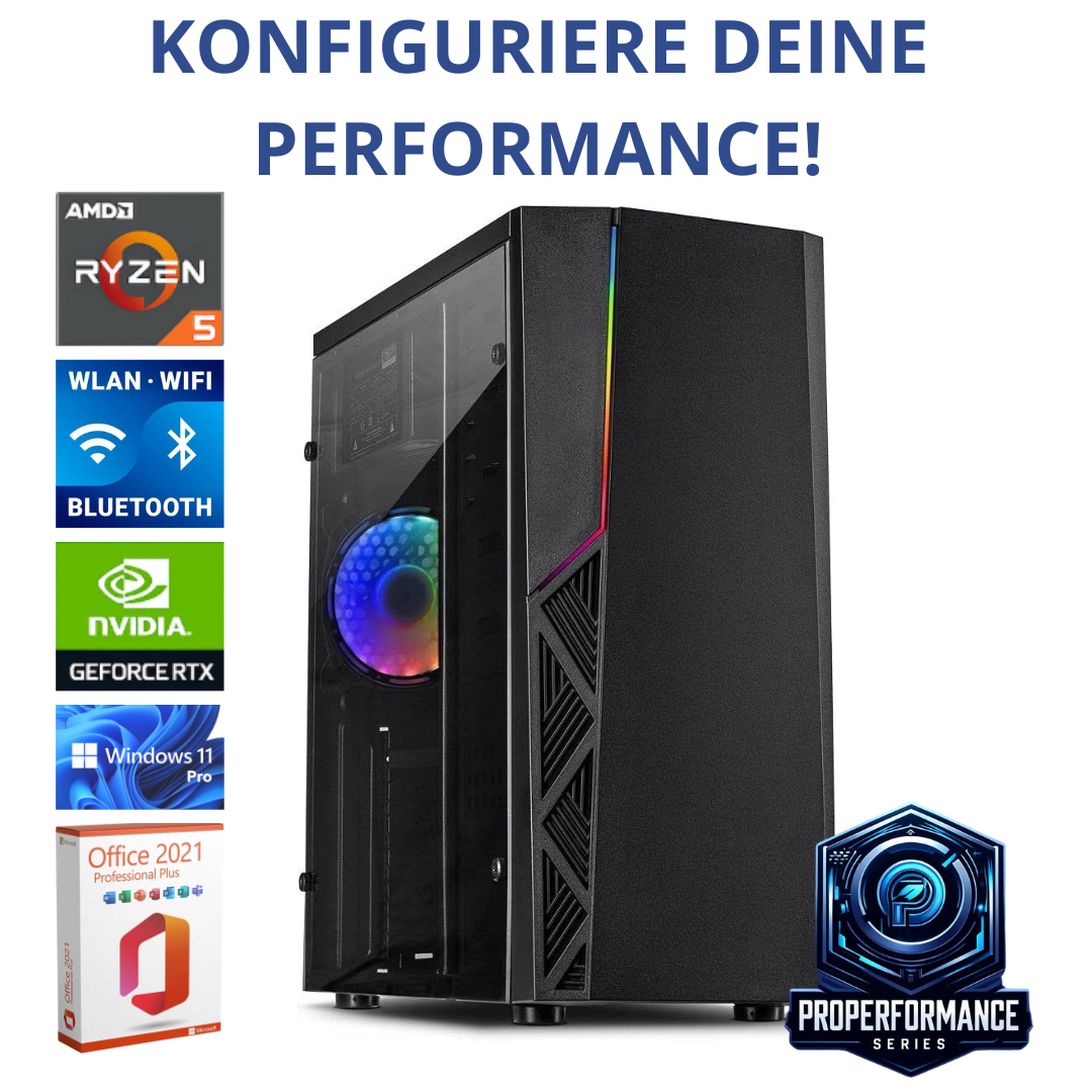 ProPerformance Series V1 – Mittelklasse Gaming-PC mit Ryzen 5 5500 & RTX 3050 | 16–64 GB RAM | Konfigurierbar