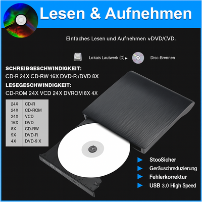Externer CD/DVD-Brenner über USB - Anschluss