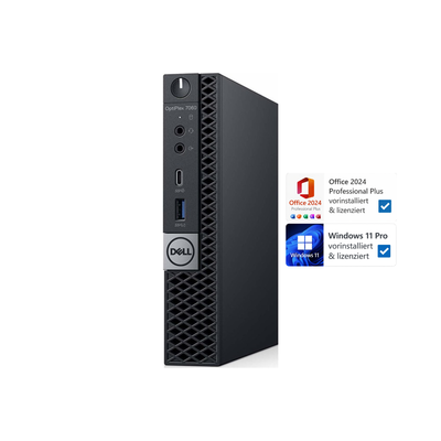 Dell OptiPlex 7060 Mini-PC | Intel Core I5-8500T | 16 GB RAM | 256 GB SSD | Windows 11 Pro | Office 2024