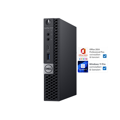 Dell OptiPlex 7070 Mini-PC | Intel Core I5-9500T | 16 GB RAM | 512 GB SSD | Windows 11 Pro | Office 2024