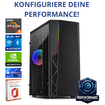 ProPerformance Series V1 – Mittelklasse Gaming-PC mit Ryzen 5 5500 & RTX 3050 | 16–64 GB RAM | Konfigurierbar