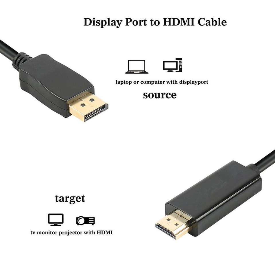 HDMI zu DisplayPort Kabel – für Monitore mit HDMI-Anschluss