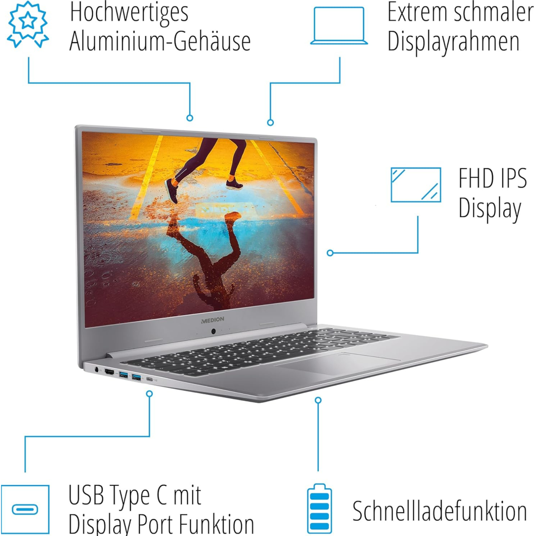 MEDION AKOYA S15449 39,6 cm (15,6 Zoll) Full HD Laptop Intel Core i5-1135G7 4.20 Ghz – Konfigurierbar