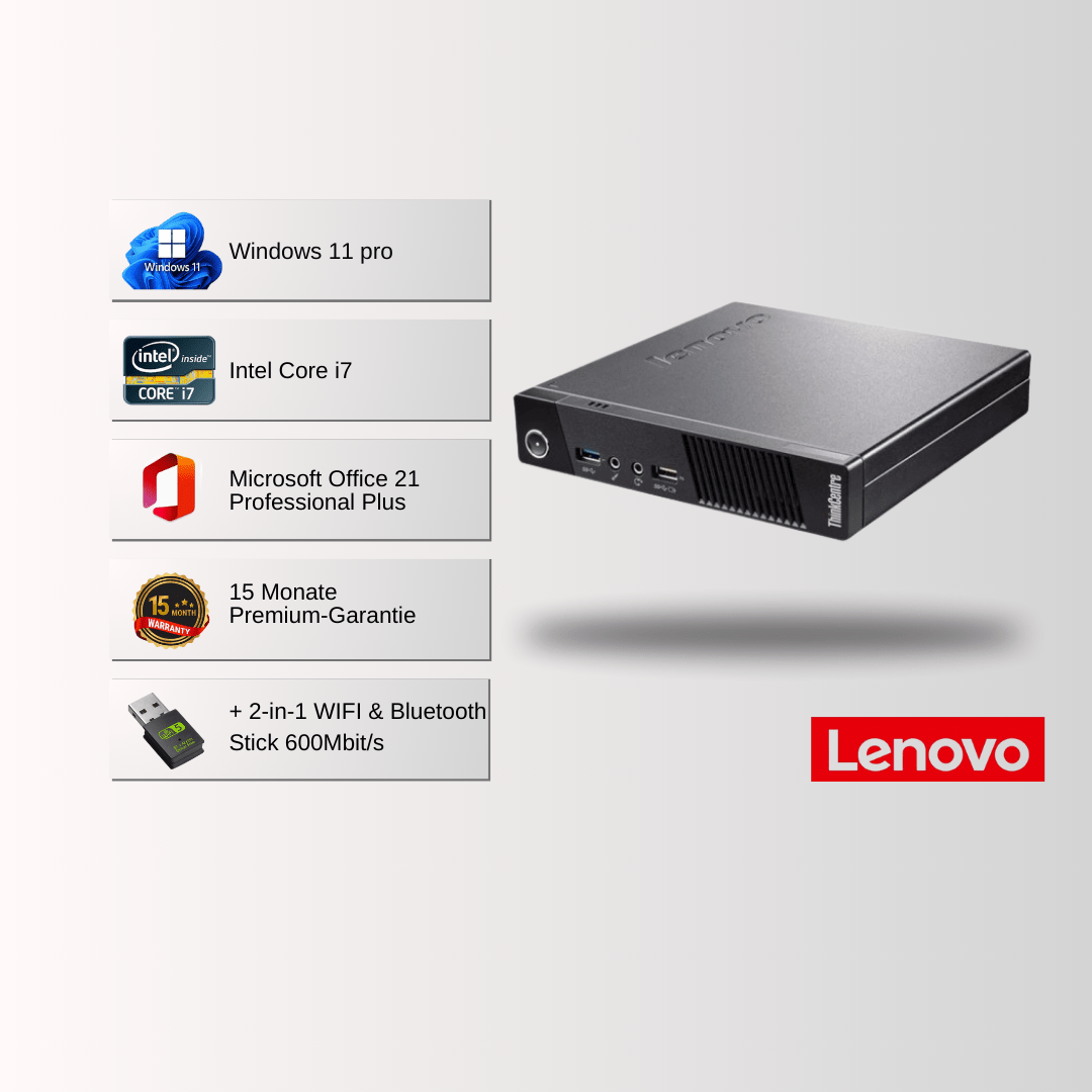 Lenovo ThinkCentre M92P Tiny i7 3770S, 16GB RAM, 1TB SSD, Win 11 Pro, Office 21 - konfigurierbar - Mjtronics