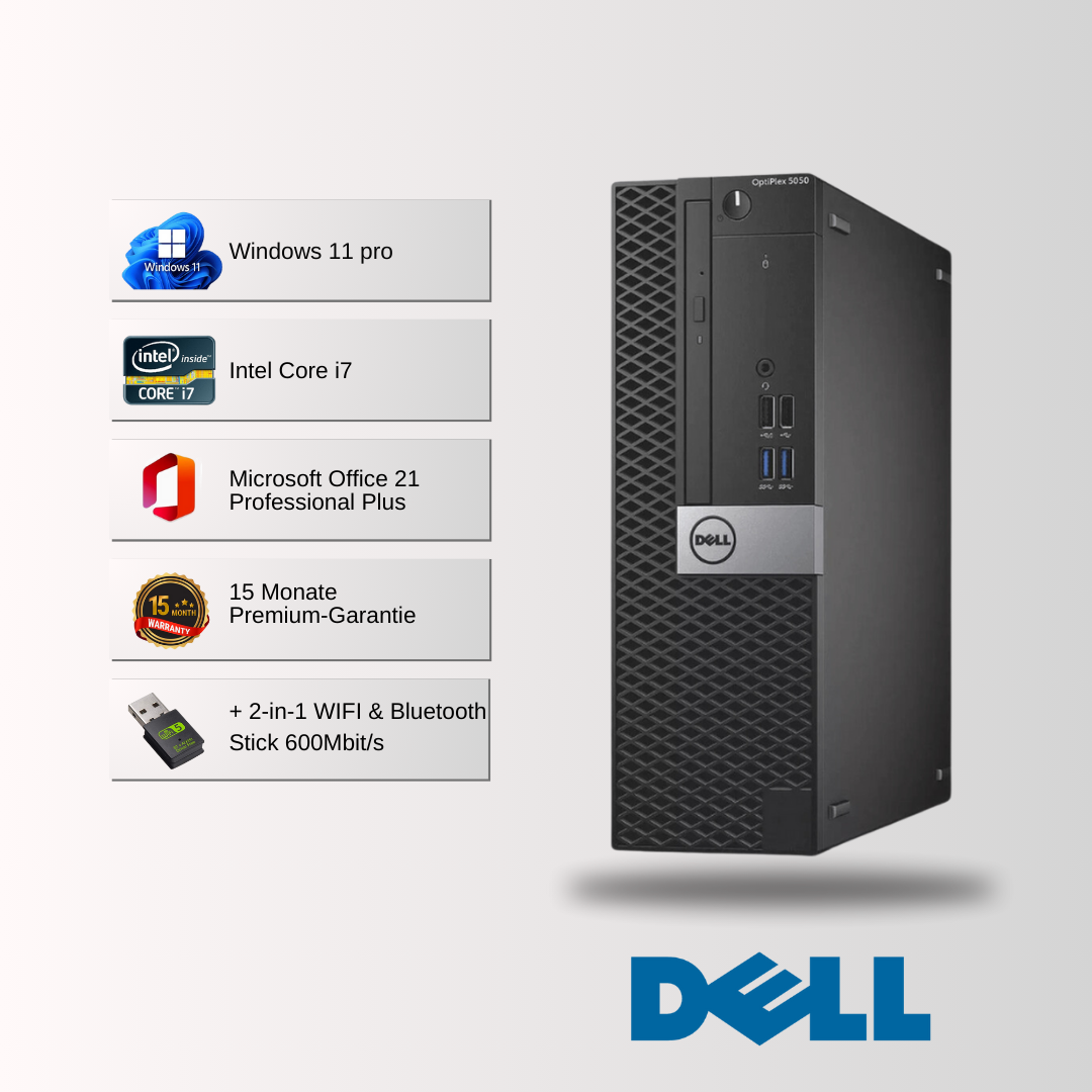 Dell Optiplex 5050 SFF i7 7700, 8-64GB RAM, 128GB-1TB SSD, Win 11 Pro,  Office 21 - konfigurierbar